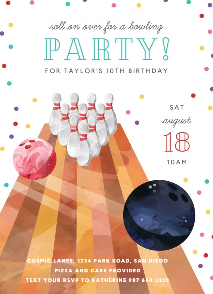 Example of Bowling Party Invitation Template Example of Bowling Party Invitation Template