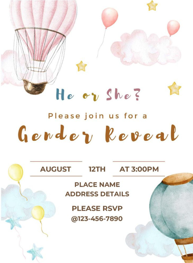 Example of Gender Reveal Party Invitation Template Example of Gender Reveal Party Invitation Template