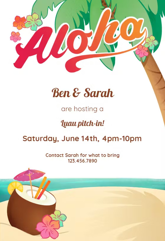 Example of Luau Party Invitation Template Example of Luau Party Invitation Template