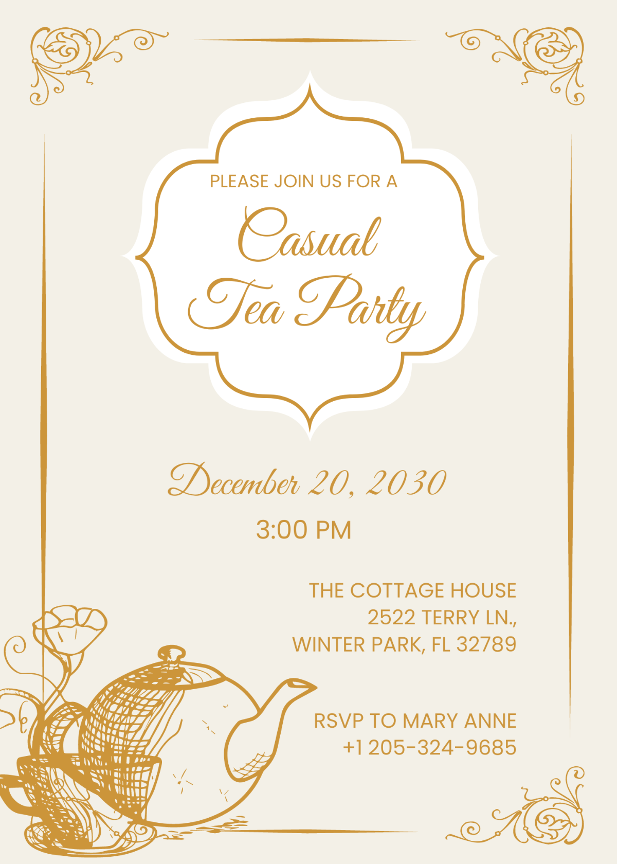 Example of Tea Party Invitation Template Example of Tea Party Invitation Template