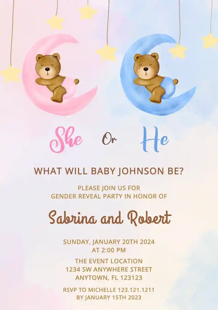 Gender Reveal Party Invitation Template Example Gender Reveal Party Invitation Template Example