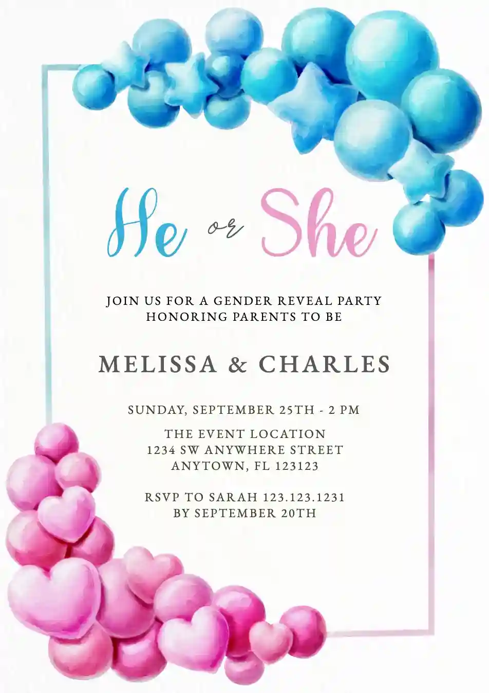 Gender Reveal Party Invitation Template Sample Gender Reveal Party Invitation Template Sample