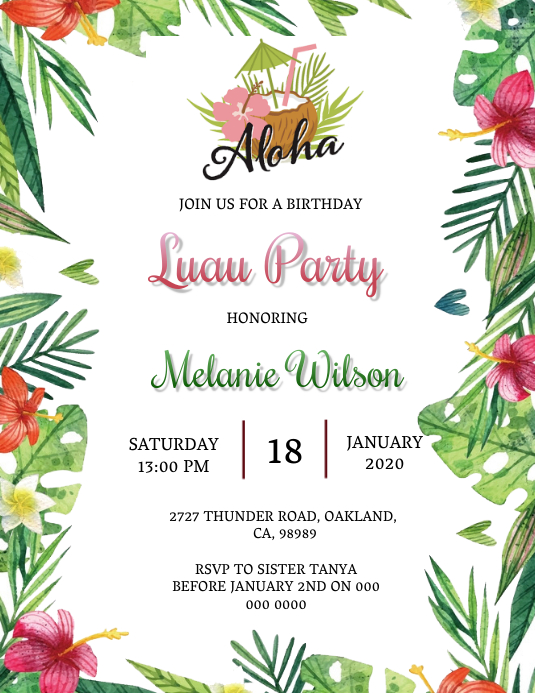 Luau Party Invitation Template Sample Luau Party Invitation Template Sample