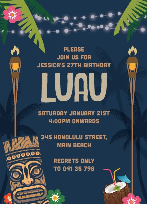 Sample of Luau Party Invitation Template Sample of Luau Party Invitation Template