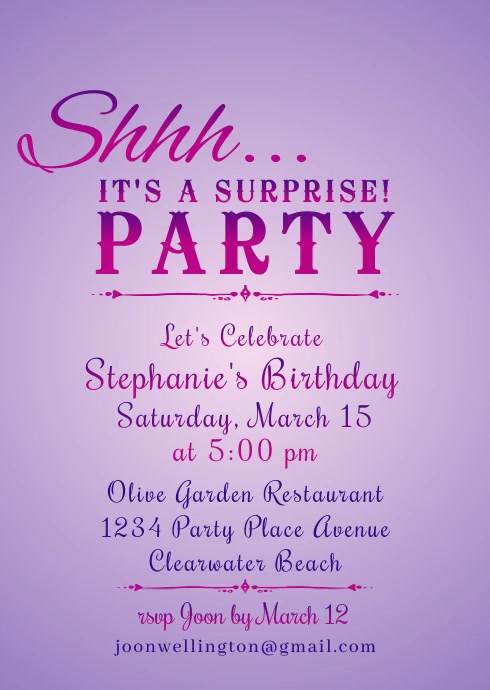 Surprise Party Invitation Template Example Surprise Party Invitation Template Example