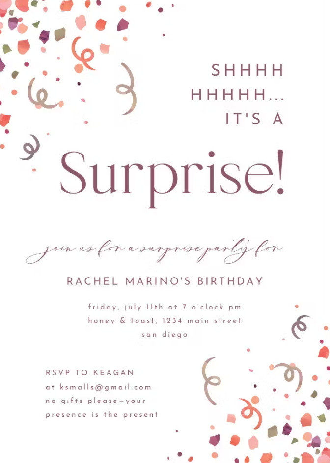 Surprise Party Invitation Template Sample Surprise Party Invitation Template Sample